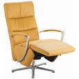 RELAXSESSEL in Leder Currygelb  - Chromfarben/Currygelb, Design, Leder/Metall (64/112/80cm) - Cantus