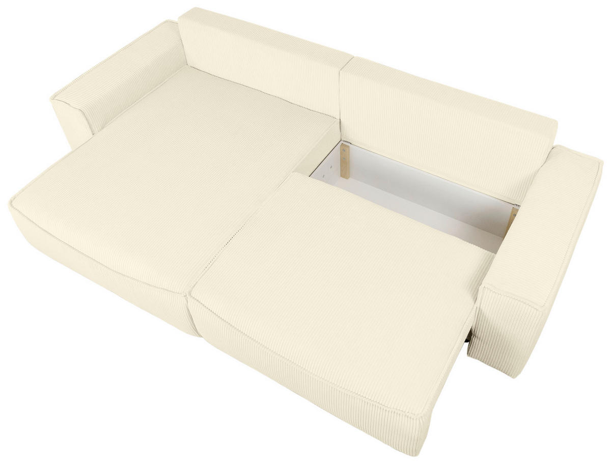 ECKSOFA Creme Cord  - Creme/Schwarz, KONVENTIONELL, Kunststoff/Textil (148/265cm) - Carryhome