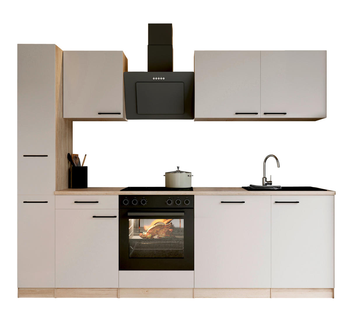 KUHINJSKI BLOK - kašmir/črna, Trend, kovina/leseni material (250cm) - Respekta