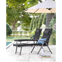 SONNENLIEGE 61/39/183 cm  - Schwarz/Grau, Basics, Textil/Metall (61/39/183cm) - Modante