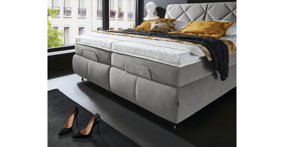 BOXSPRINGBETT 180/200 cm  in Grau  - Schwarz/Grau, KONVENTIONELL, Textil/Metall (180/200cm) - Dieter Knoll