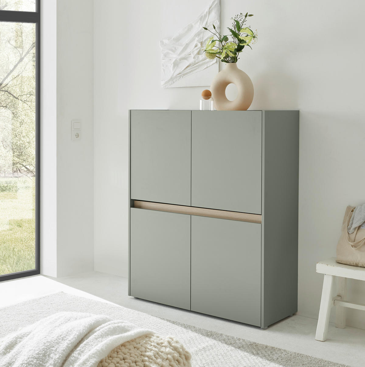 HIGHBOARD  100/122/40 cm  - Eichefarben/Schwarz, Design, Holzwerkstoff/Kunststoff (100/122/40cm) - Modante