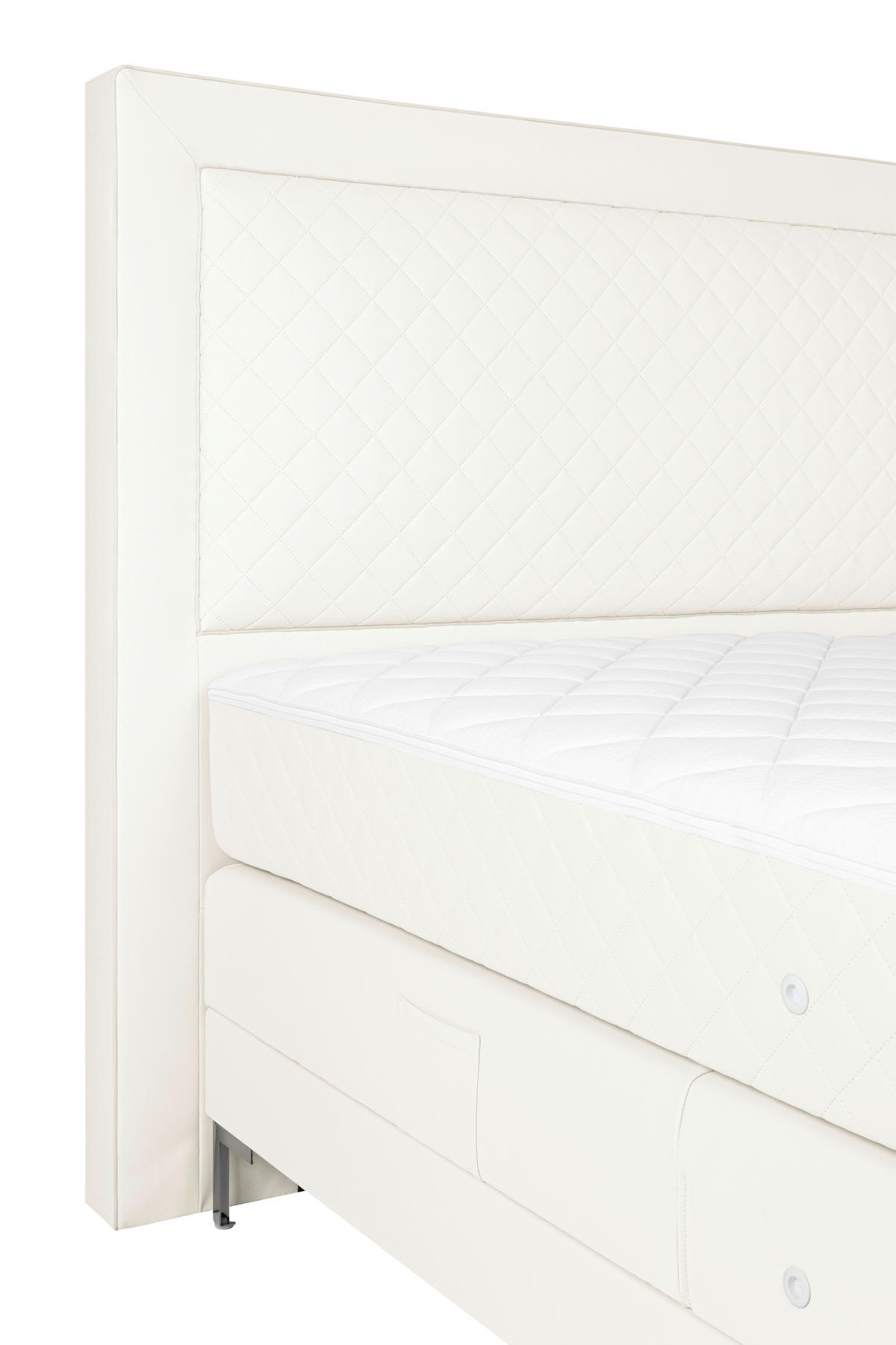 BOXSPRINGBETT 180/200 cm  in Weiss  - Weiss/Alufarben, Design, Textil/Metall (180/200cm) - Welnova