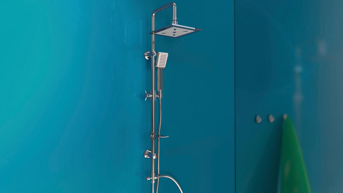 ÜBERKOPFBRAUSESET  - Chromfarben, Basics, Kunststoff/Metall (2,2/105/34cm)
