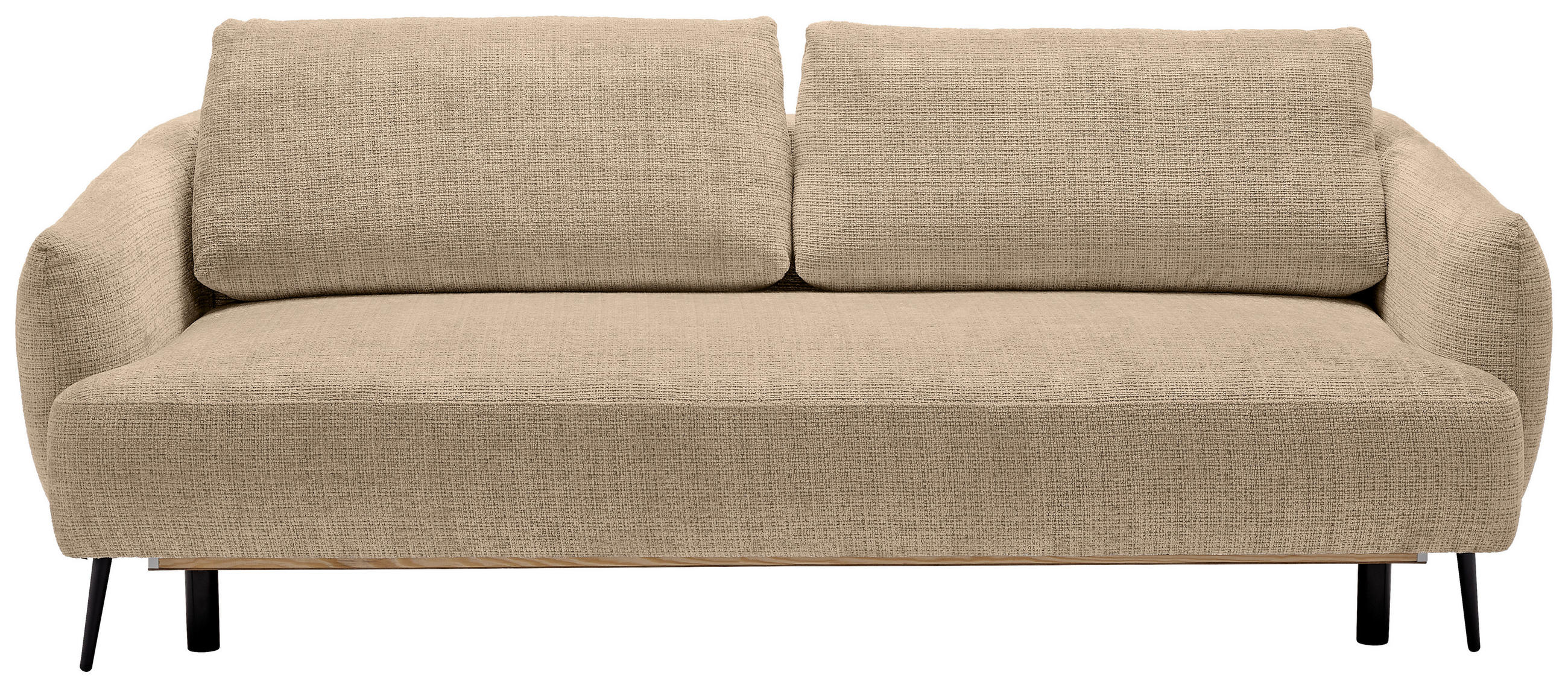 SCHLAFSOFA Chenille Hellbraun  - Hellbraun/Schwarz, KONVENTIONELL, Textil/Metall (228/75/98cm) - Carryhome