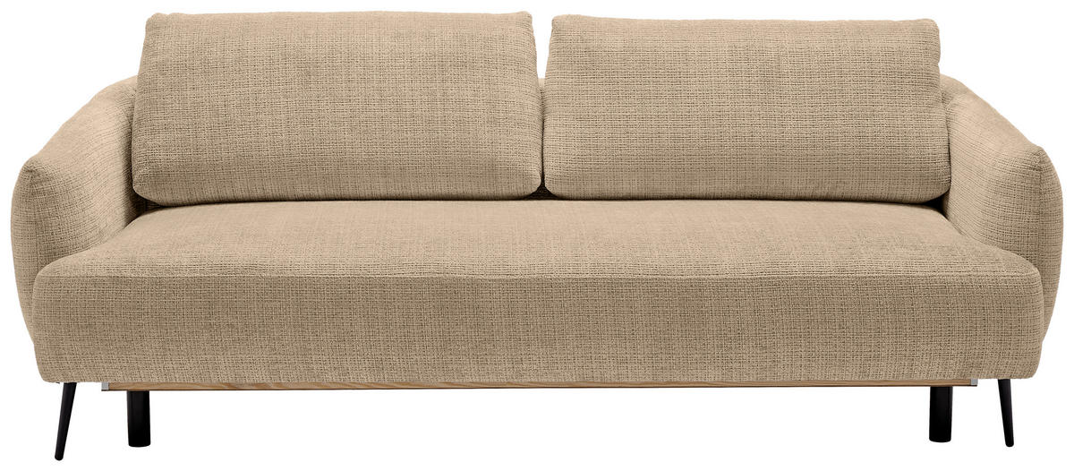 SCHLAFSOFA in Chenille Hellbraun  - Hellbraun/Schwarz, Konventionell, Textil/Metall (228/75/98cm) - Carryhome