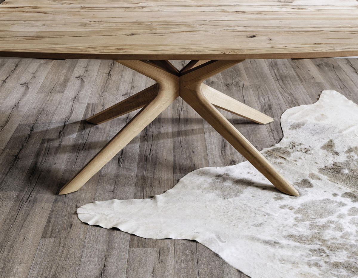 ESSTISCH Altholz, Eiche furniert, massiv bootsförmig Eichefarben  - Eichefarben, Natur, Holz (140/96,5/76,5cm) - Voglauer