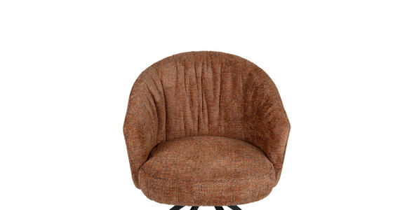 ARMLEHNSTUHL in Eisen Chenille - Cognac/Schwarz, Design, Textil/Metall (63/81,5/62,5cm) - Dieter Knoll