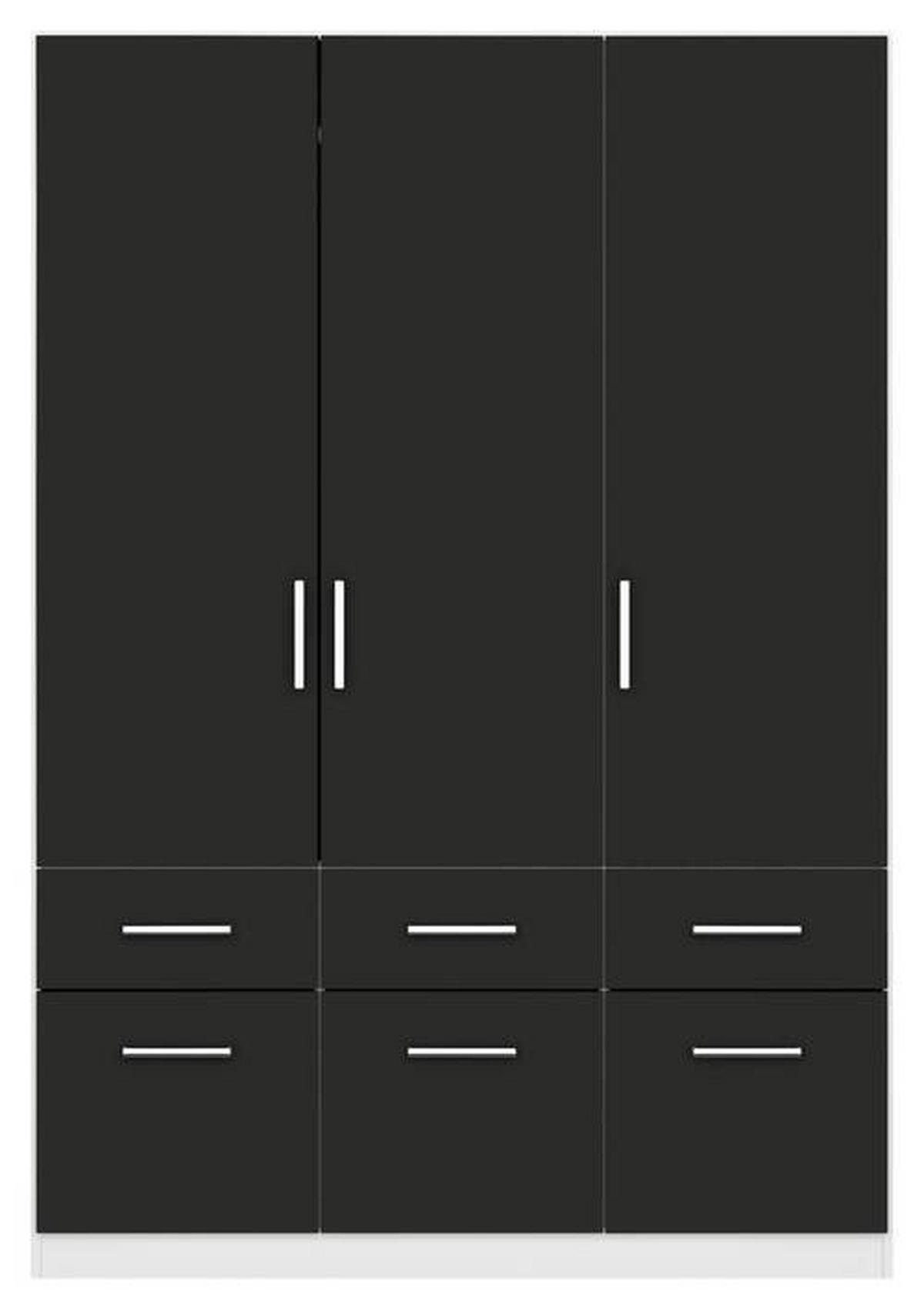 DREHTÜRENSCHRANK 136/210/54 cm 3-türig Weiß, Grau  - Chromfarben/Weiß, MODERN, Holzwerkstoff/Kunststoff (136/210/54cm) - Rauch Möbel