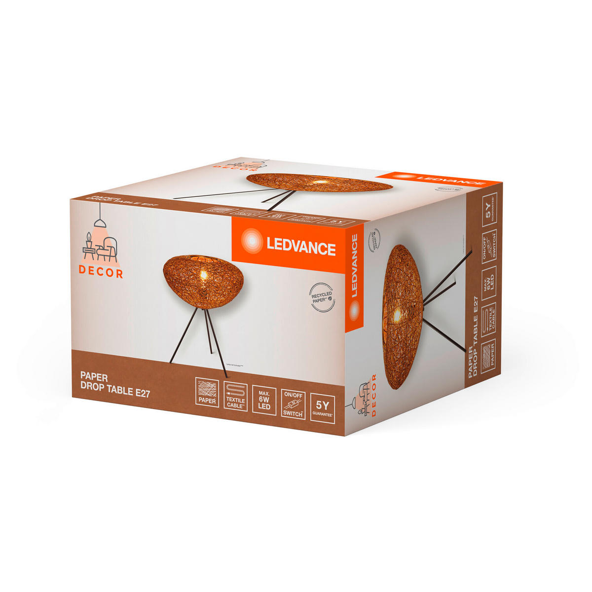 TISCHLEUCHTE 39,5/47,6 cm   - Beige, Natur, Papier/Metall (39,5/47,6cm) - Ledvance