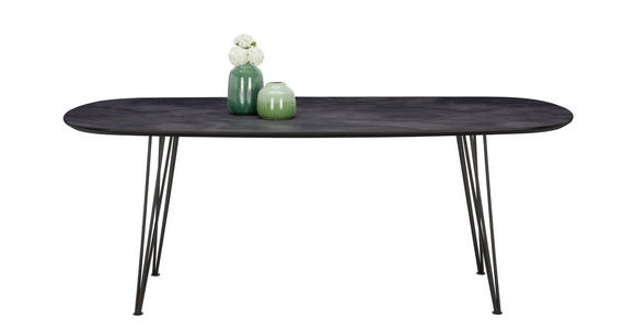 ESSTISCH Schwarz, Dunkelgrau oval   - Dunkelgrau/Schwarz, Design, Kunststoff/Metall (200/100/76cm) - Dieter Knoll