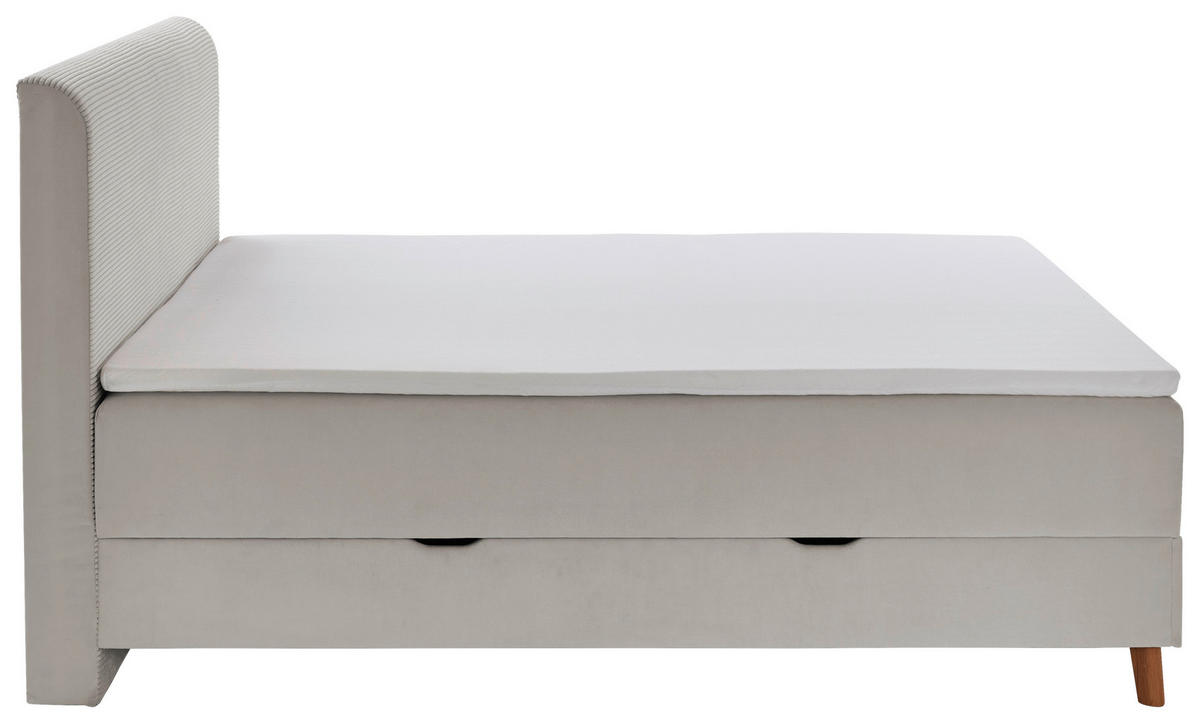 BOXSPRINGBETT 160/200 cm,  in Beige, Bettkasten, Topper, H3 = fest  - Eichefarben/Beige, Design, Holz/Textil (160/200cm) - Boxxx