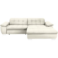 ECKSOFA in Mikrofaser Weiss  - Chromfarben/Weiss, Design, Textil/Metall (265/180cm) - Carryhome