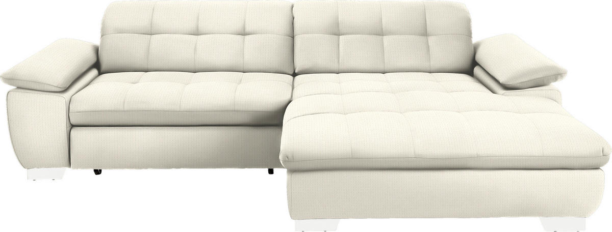 ECKSOFA in Mikrofaser Weiss  - Chromfarben/Weiss, Design, Textil/Metall (265/180cm) - Carryhome