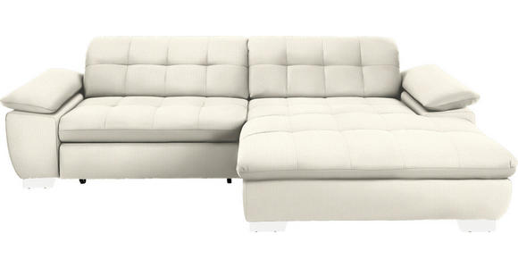 ECKSOFA in Mikrofaser Weiß  - Chromfarben/Weiß, Design, Textil/Metall (265/180cm) - Carryhome