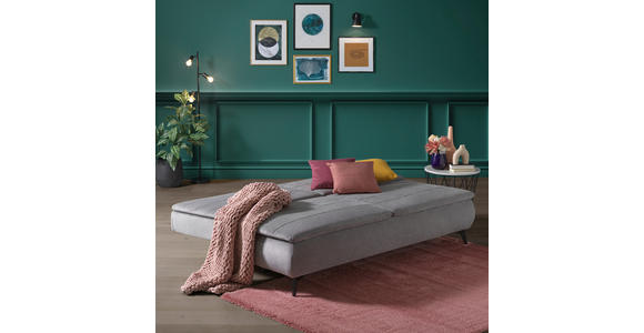 BOXSPRINGSOFA mit Schlafen auf Sitzhöhe, Stoffauswahl, Liegefunktion, Rücken echt Flachgewebe Grau - Schwarz/Grau, Design, Textil/Metall (204/93/100cm) - Novel