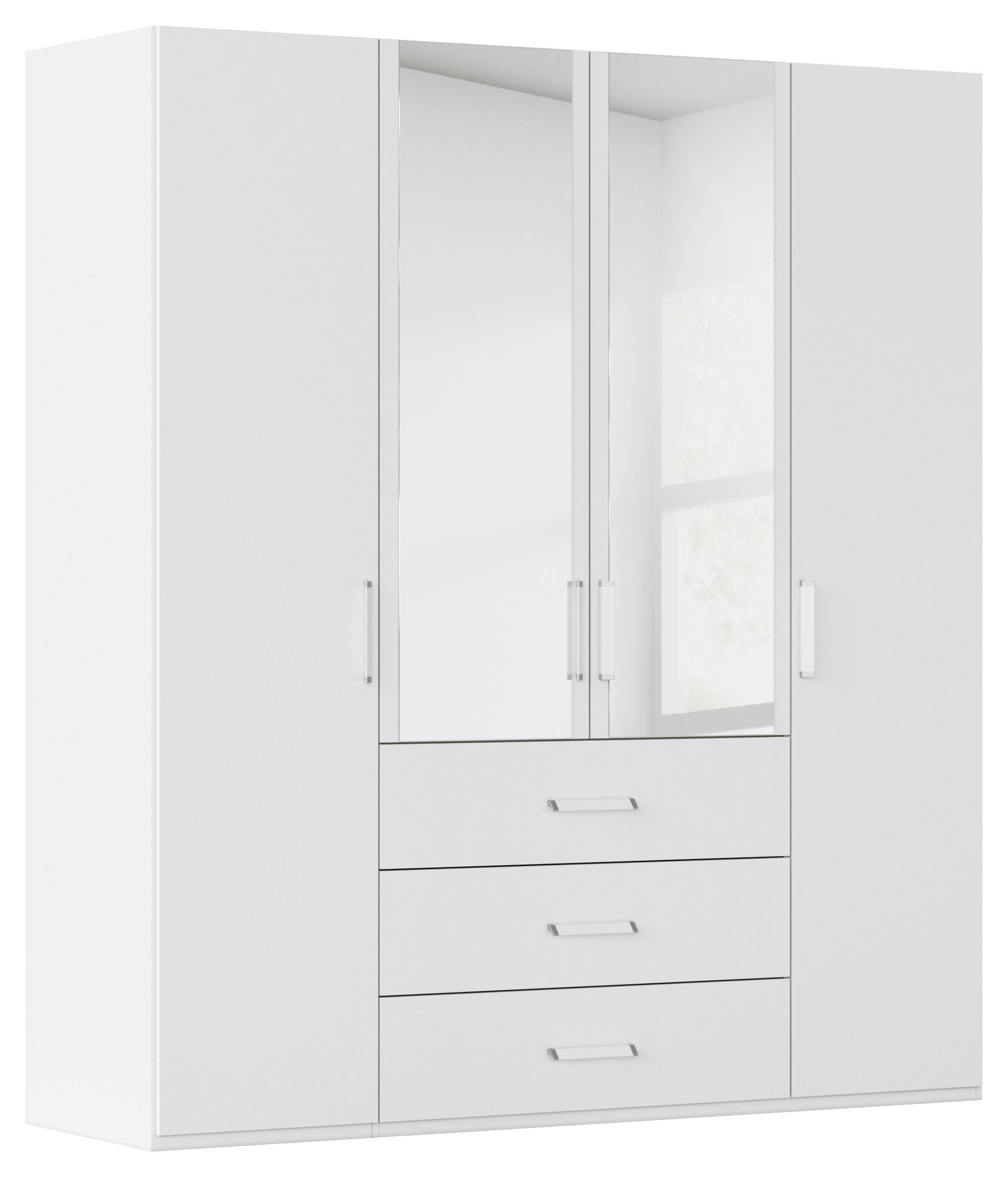 DREHTÜRENSCHRANK 201/223/60 cm,  in Weiß, 4 Tür(en)  - Weiß, Design, Glas/Holzwerkstoff (201/223/60cm) - Novel