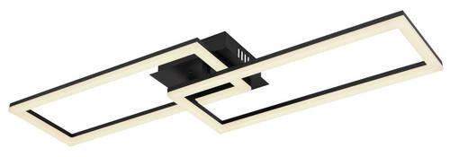 LED-DECKENLEUCHTE 71/23/7,5 cm   - Opal/Schwarz, Design, Kunststoff/Metall (71/23/7,5cm) - Globo