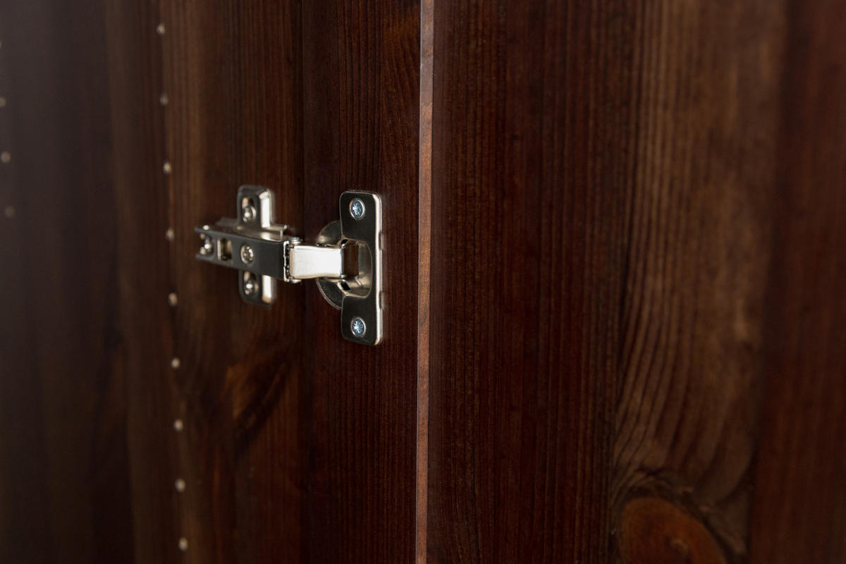 KLEIDERSCHRANK 129/147/63 cm,  in Dunkelbraun, 2 Tür(en)-türig  - Dunkelbraun/Silberfarben, KONVENTIONELL, Holz/Metall (129/147/63cm) - Linea Natura