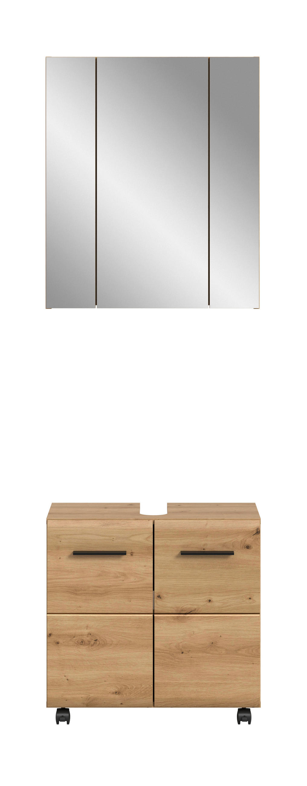 BADEZIMMER 2-teilig  in 60 cm  - Schwarz/Eiche Artisan, Trend, Glas/Holzwerkstoff (60cm) - MID.YOU