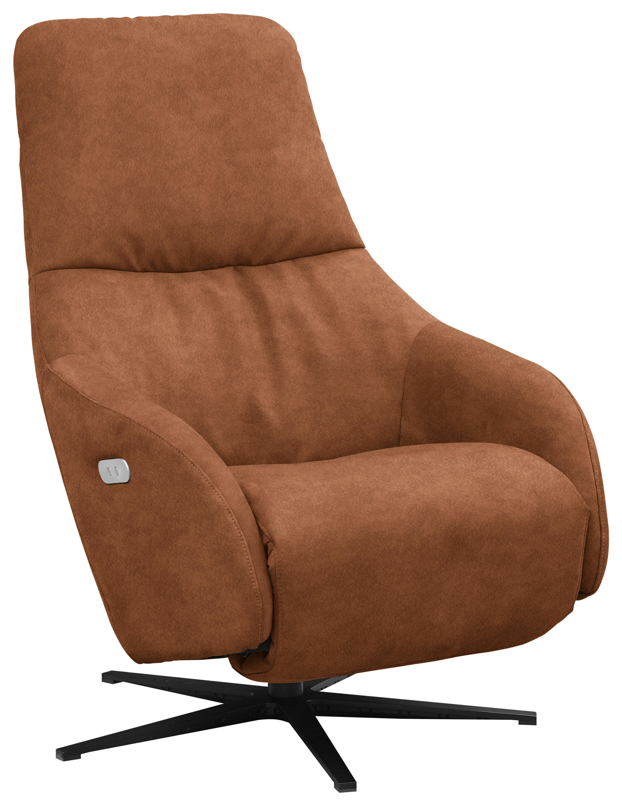 RELAXSESSEL in Textil Cognac  - Cognac/Schwarz, Design, Textil/Metall (77/108/95cm) - Chilliano