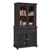 VITRINE Schwarz  80/178/42 cm  - Goldfarben/Schwarz, Lifestyle, Glas/Holz (80/178/42cm) - Ambia Home