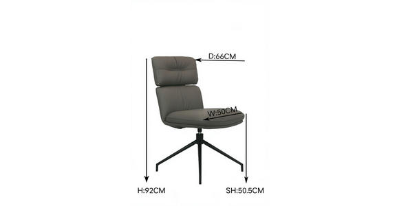 STUHL Echtleder Schwarz, Dunkelgrau  - Dunkelgrau/Schwarz, Design, Leder/Metall (50/92/64,5cm) - Dieter Knoll