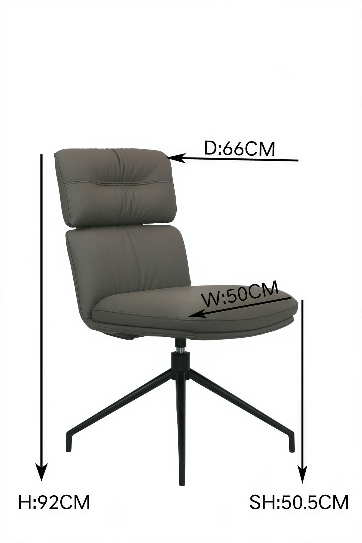 STUHL Echtleder Schwarz, Dunkelgrau  - Dunkelgrau/Schwarz, Design, Leder/Metall (50/92/64,5cm) - Dieter Knoll