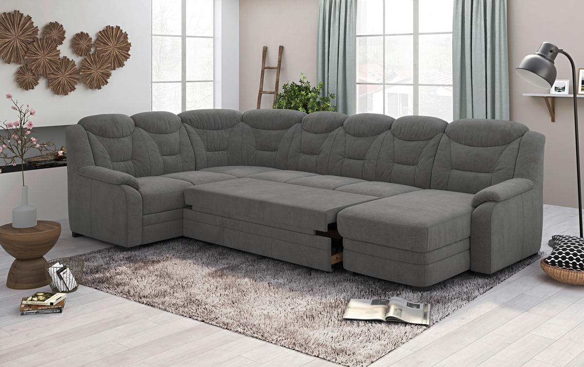 WOHNLANDSCHAFT  in Chenille Anthrazit  - Anthrazit/Schwarz, Basics, Kunststoff/Textil (211/330/162cm) - MID.YOU