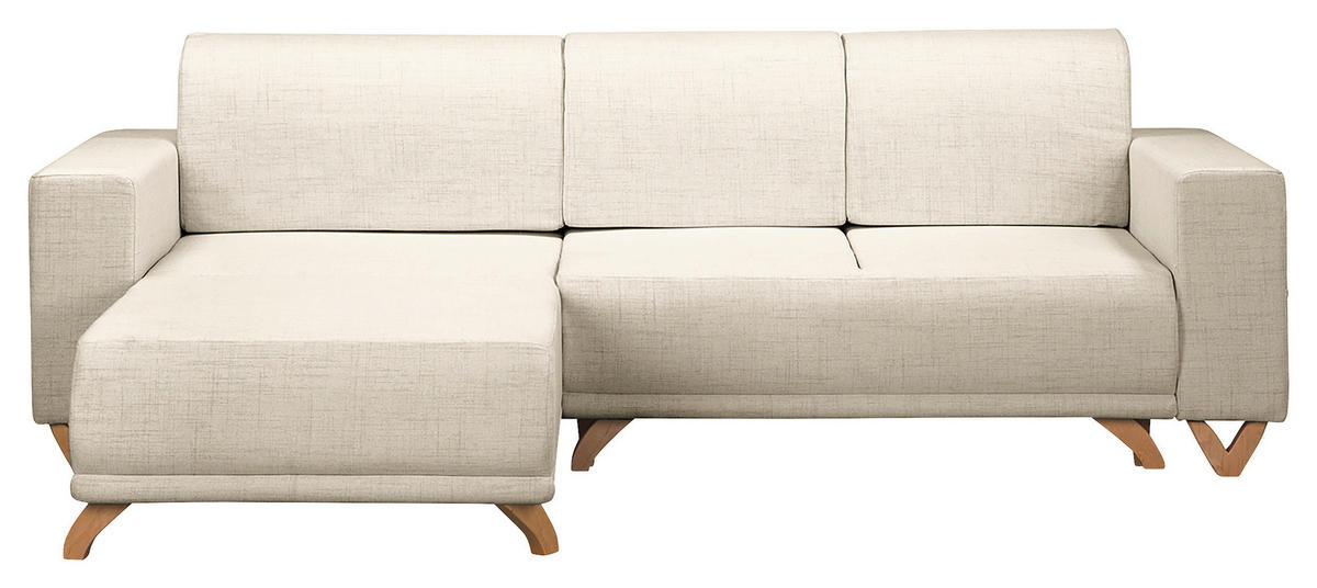 ECKSOFA in Textilgeflecht Hellgrau  - Wengefarben/Hellgrau, Design, Holz/Textil (257/174cm) - Livetastic