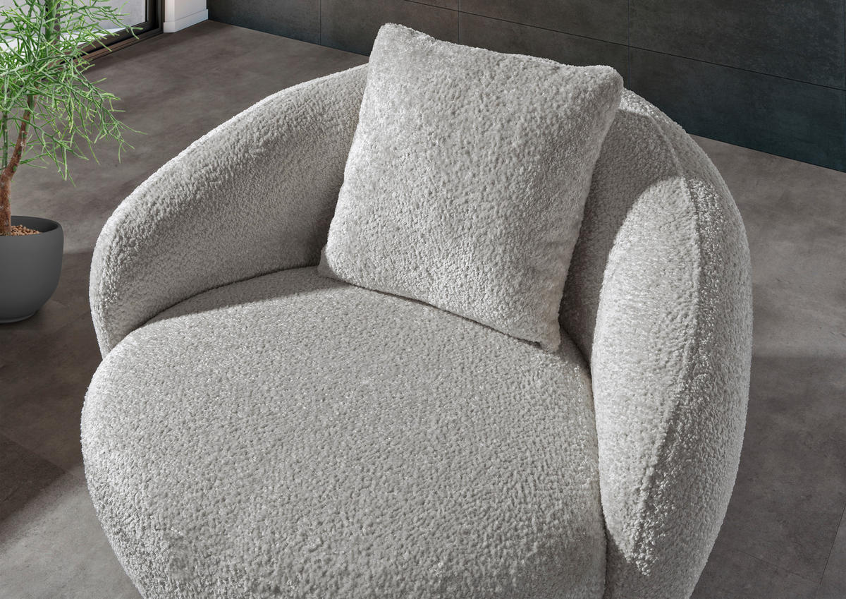 COCKTAILSESSEL Chenille Grau    - Schwarz/Grau, LIFESTYLE, Textil/Metall (101/79/96cm) - Xora