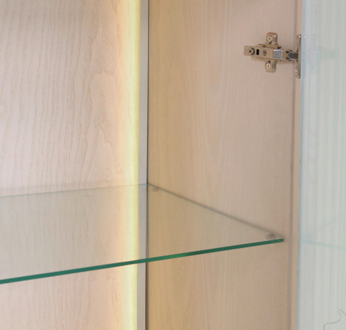 VITRINE  in furniert, massiv Esche Weiß  - Eschefarben/Schwarz, MODERN, Glas/Holz (80/190/43cm) - Lomoco