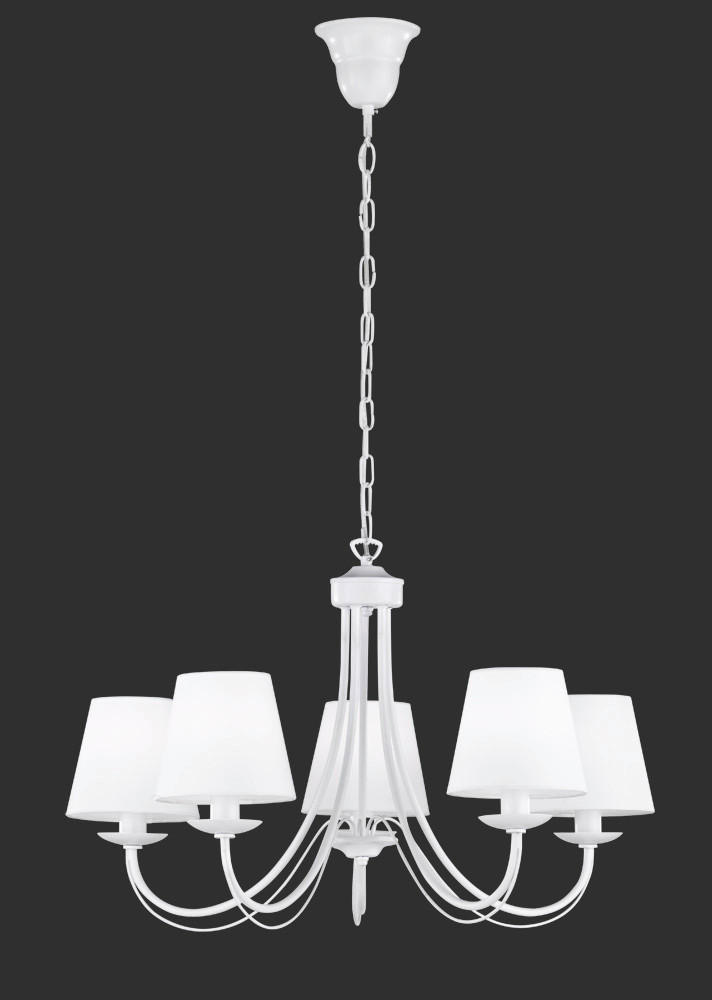 KRONLEUCHTER 70/150 cm    - Weiss, Romantik / Landhaus, Textil/Metall (70/150cm) - Trio Leuchten