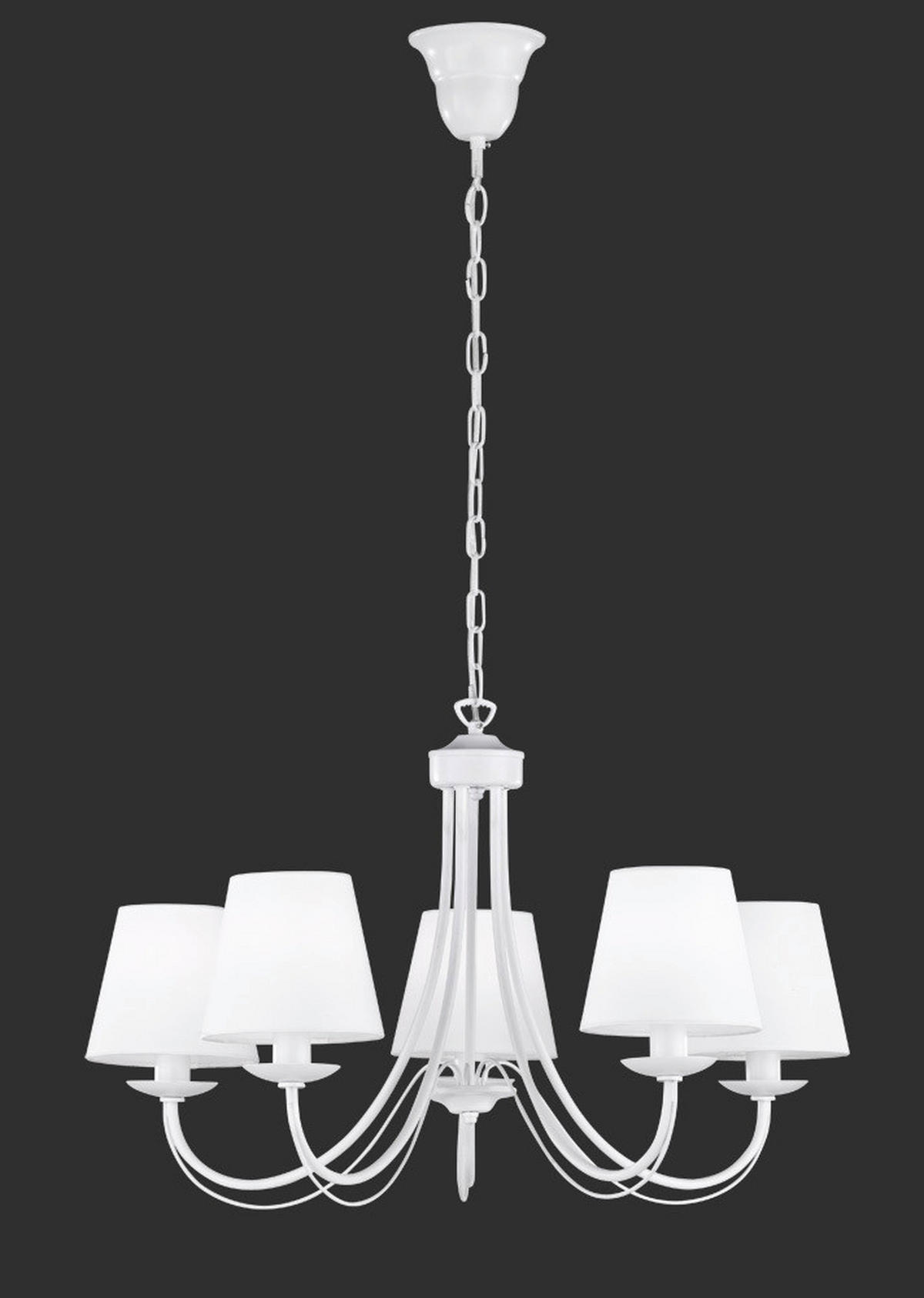 KRONLEUCHTER 70/150 cm    - Weiss, Romantik / Landhaus, Textil/Metall (70/150cm) - Trio Leuchten