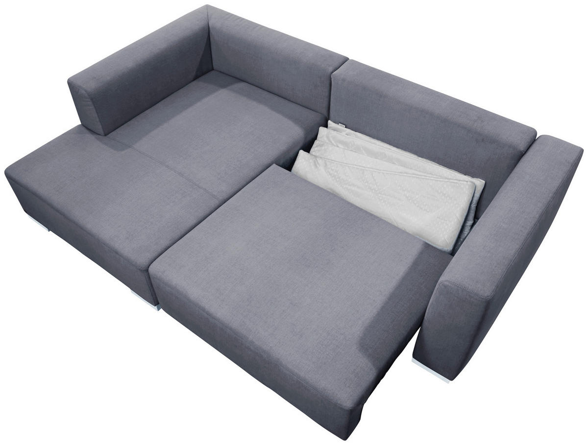 ECKSOFA inkl. Funktion Heaven Dunkelgrau Flachgewebe  - Chromfarben/Dunkelgrau, KONVENTIONELL, Textil/Metall (162/242cm) - Tom Tailor