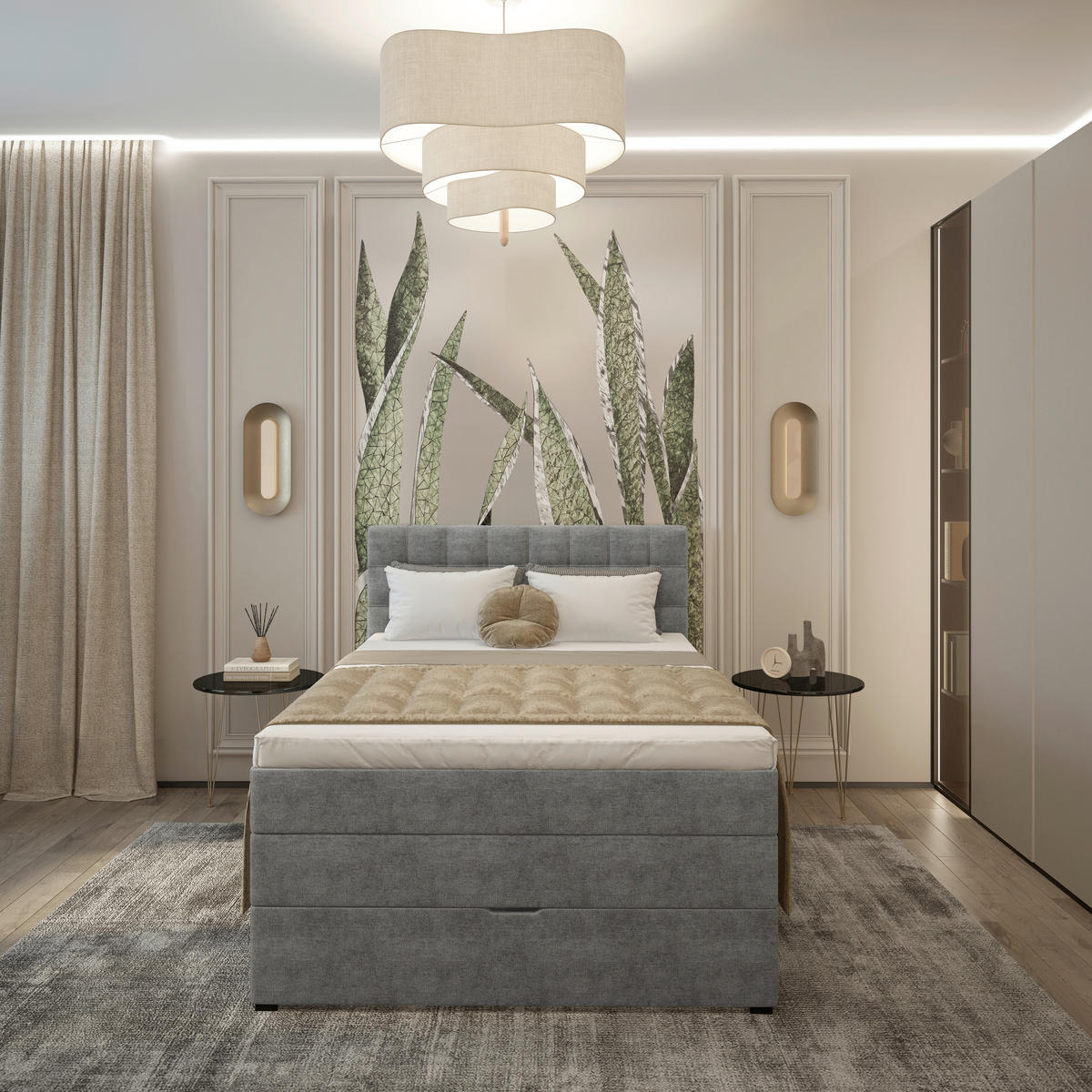 BOXSPRINGBETT 120/200 cm,  in Grau, Matratze, Bettkasten, Topper, H3 = fest  - Schwarz/Grau, KONVENTIONELL, Kunststoff/Textil (120/200cm) - Boxxx