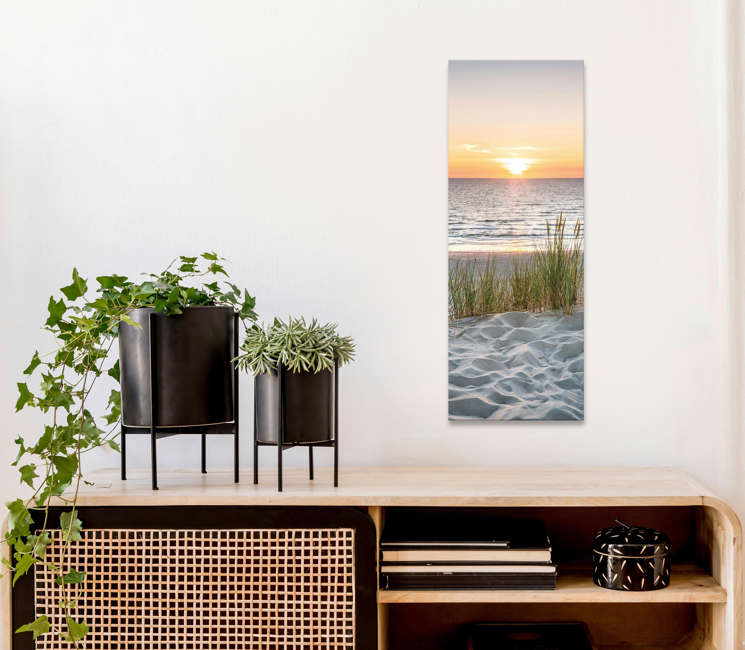 OBRAZ NA PLÁTNĚ, pláž a moře, 30/80 cm  - vícebarevná, Natur, dřevo/papír (30/80cm) - Euroart