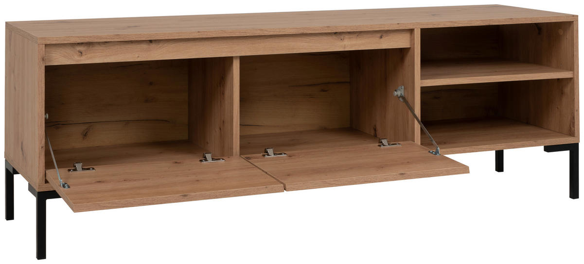 KOMODA POD TELEVIZI, dub artisan,  - antracitová/dub artisan, Design, kov/kompozitní dřevo (150/49/40cm) - MID.YOU