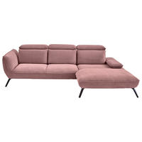 ECKSOFA Altrosa Cord  - Schwarz/Altrosa, Design, Textil/Metall (301/196cm) - Moderano