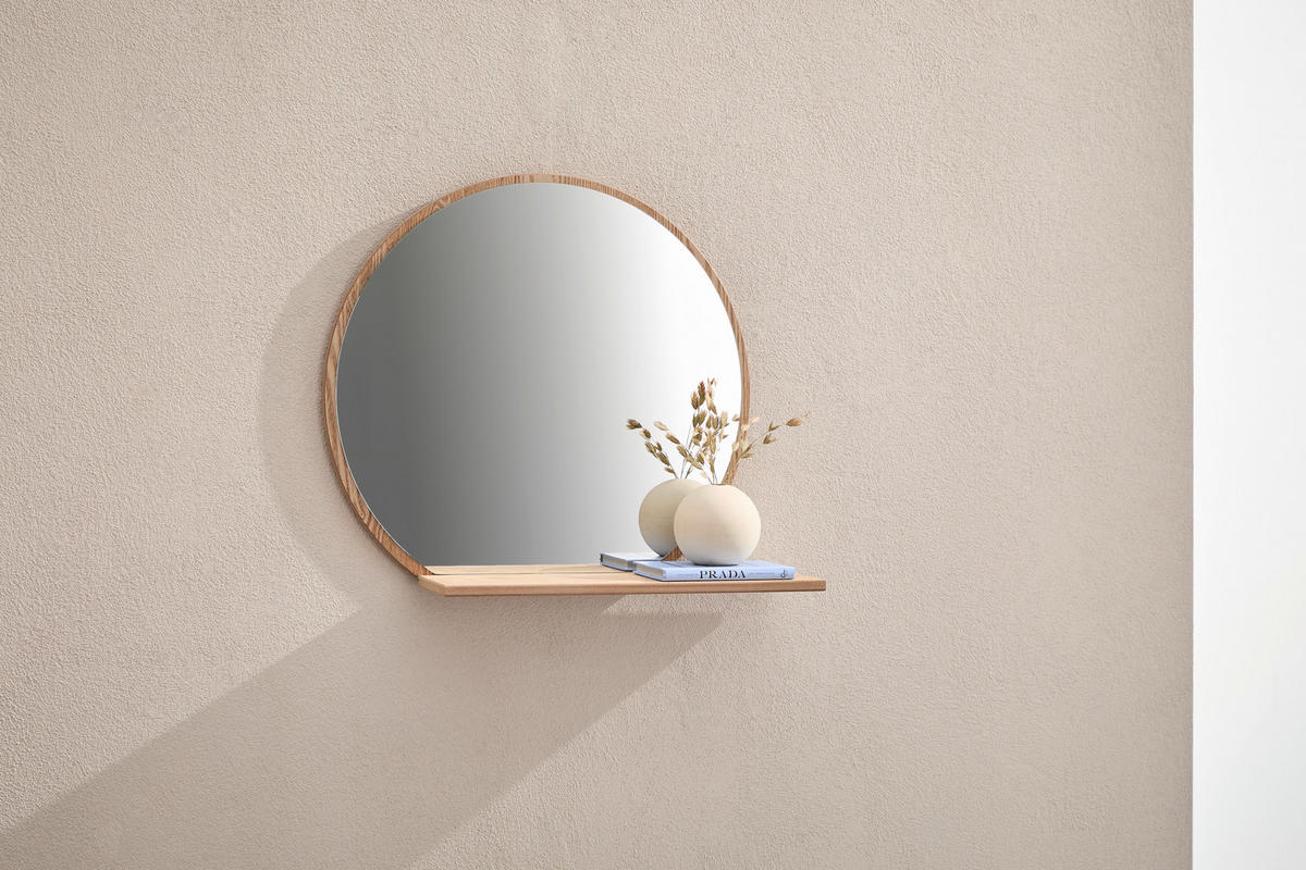 WANDSPIEGEL  - Eichefarben, Design, Glas/Holzwerkstoff (65/56/17cm) - Xora