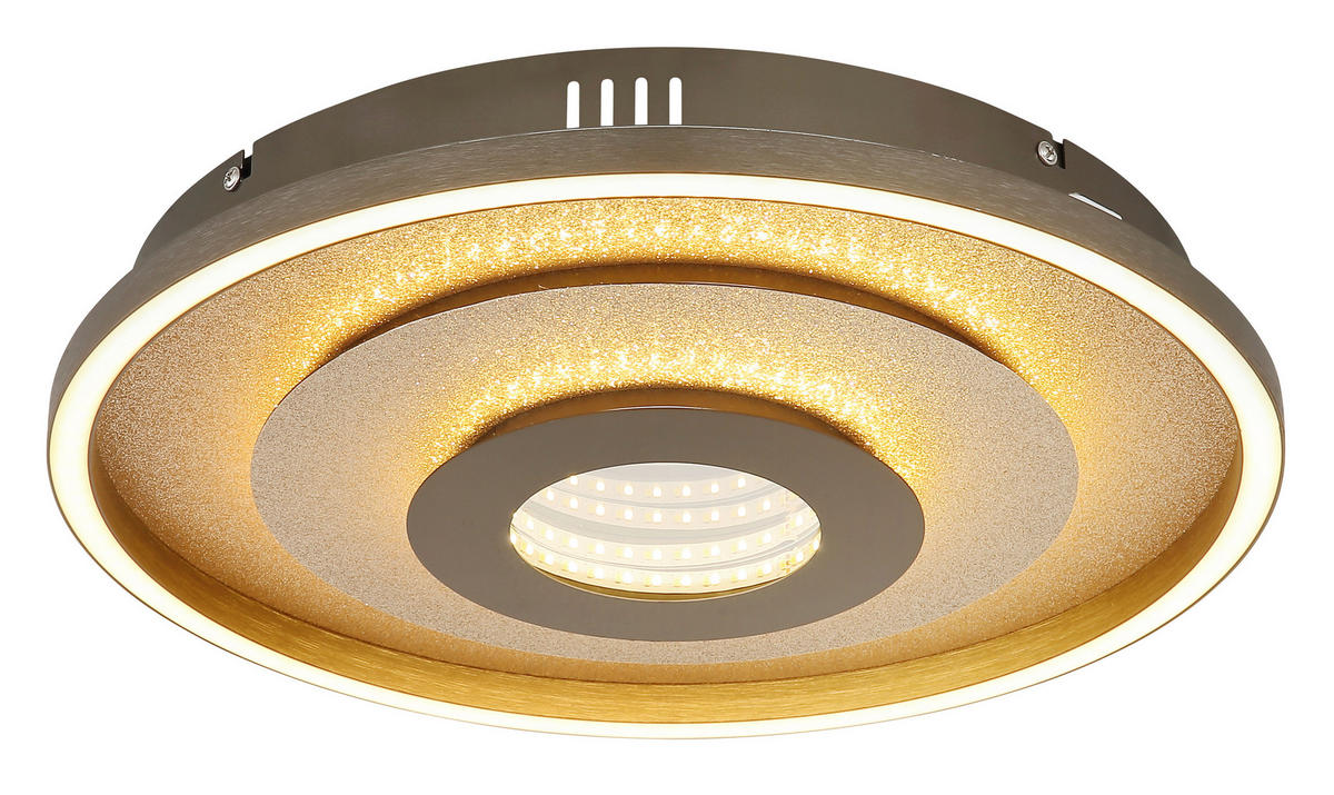 LED-DECKENLEUCHTE Miles 40/7,3 cm  - Champagner/Goldfarben, Design, Kunststoff/Metall (40/7,3cm) - Globo