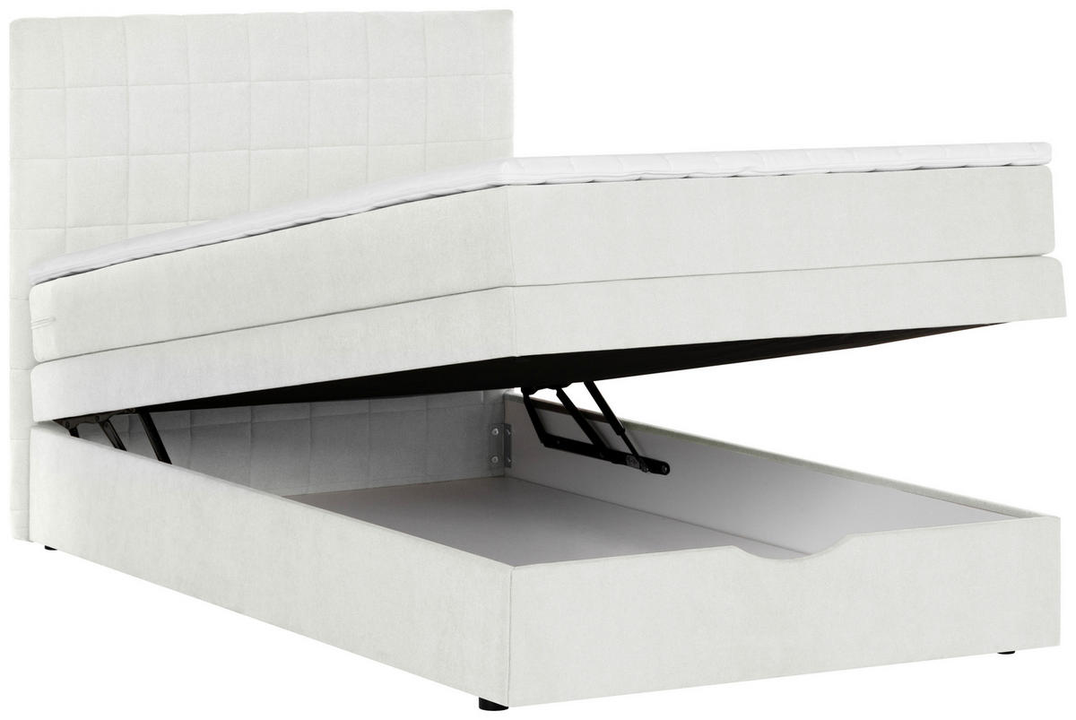 BOXSPRINGBETT 140/200 cm,  in Creme  - Creme/Schwarz, Design, Kunststoff/Textil (140/200cm) - Welnova