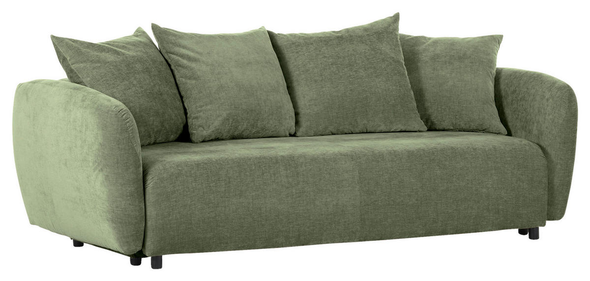 SCHLAFSOFA in Flachgewebe Olivgrün  - Schwarz/Olivgrün, KONVENTIONELL, Kunststoff/Textil (250/74/108cm) - Carryhome