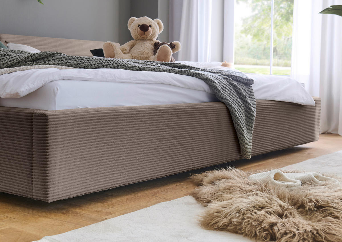 POLSTERBETT 240/200 cm,  in Taupe, Lattenrost, Bettkasten,  - Taupe, Basics, Holz/Textil (240/200cm) - Boxxx