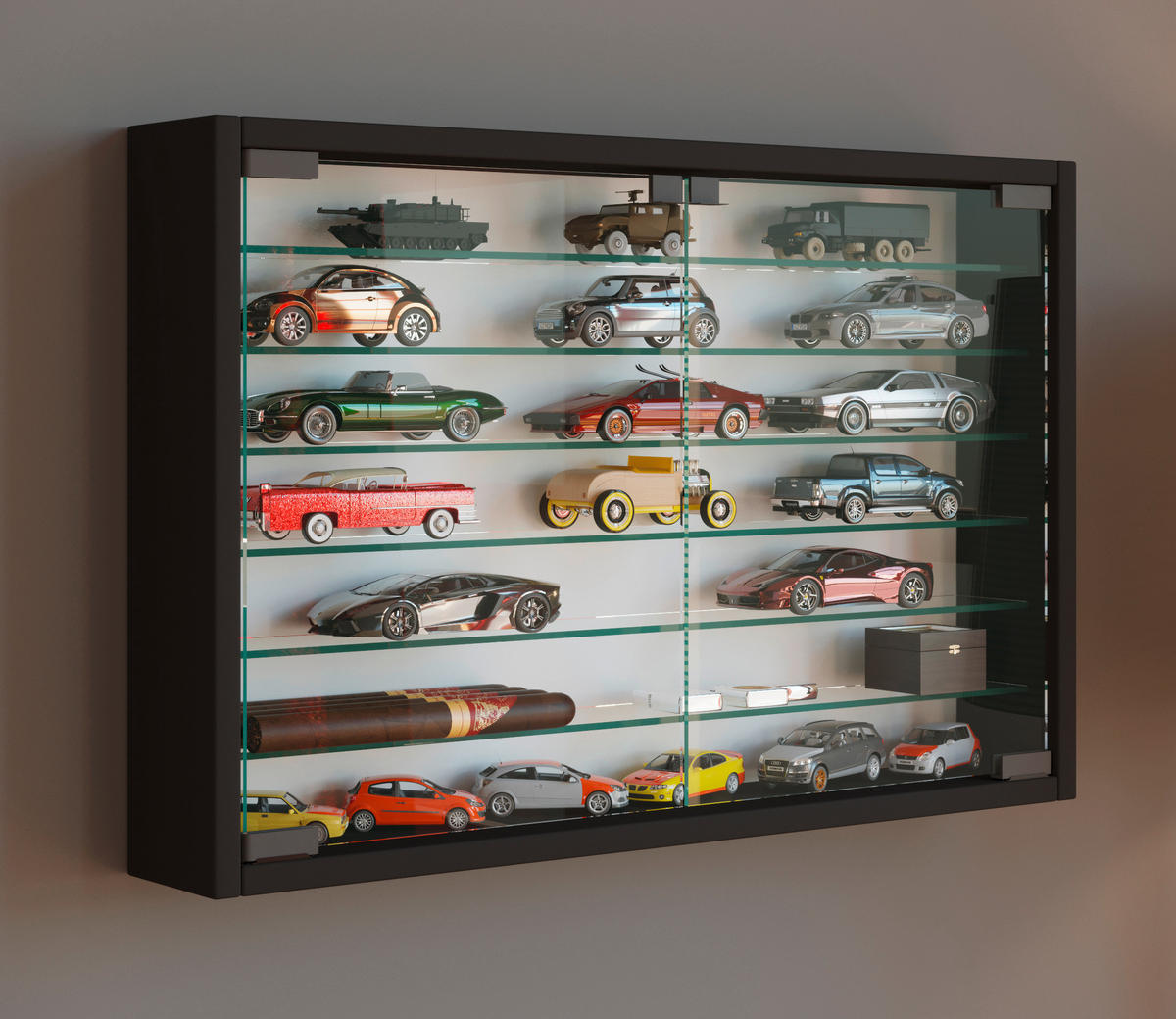 HÄNGEVITRINE in Schwarz  - Schwarz, Modern, Glas/Holzwerkstoff (60/40/10cm) - MID.YOU