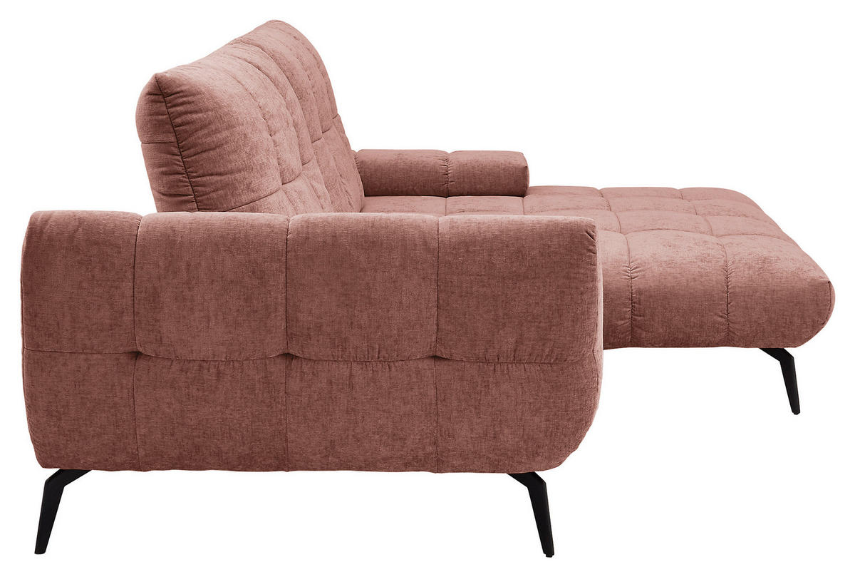 ECKSOFA Kupferfarben Flachgewebe Rücken echt, Sitztiefenverstellung  - Schwarz/Kupferfarben, KONVENTIONELL, Textil/Metall (273/211cm) - SetOne by Musterring