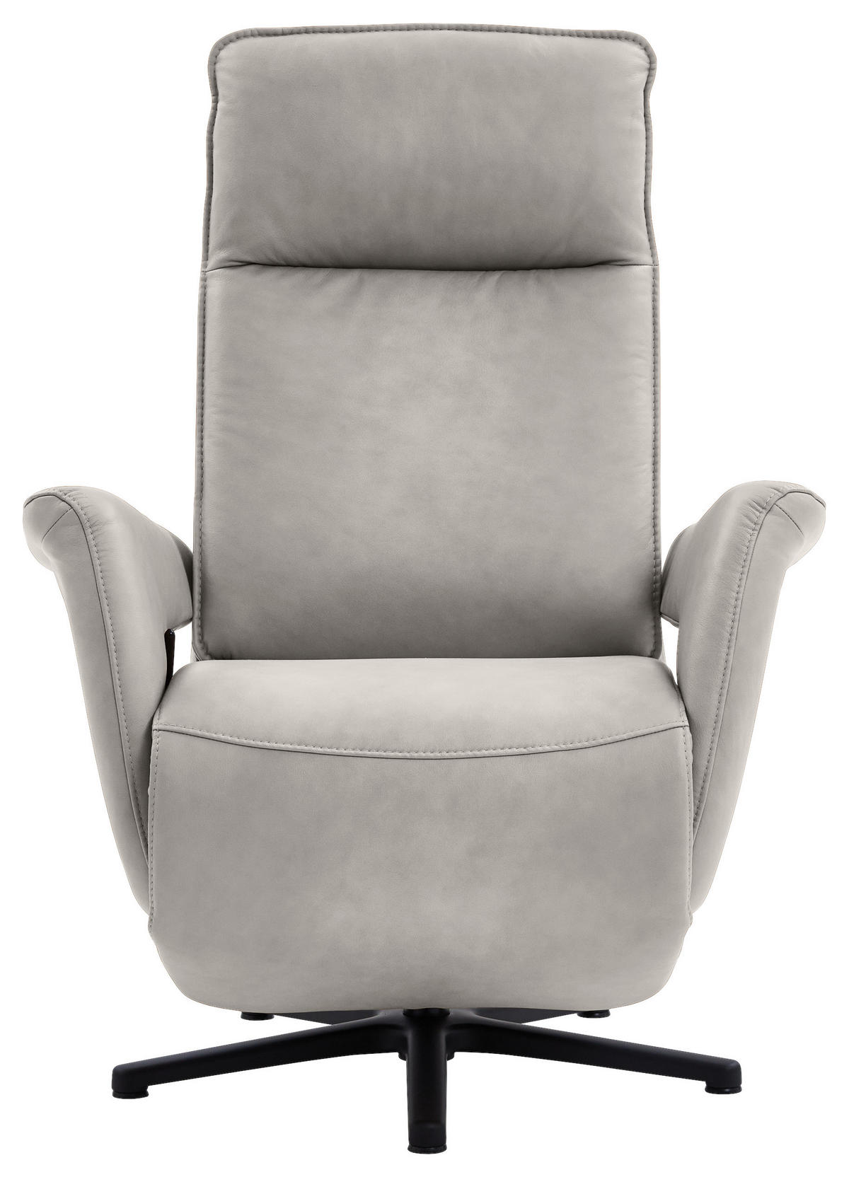 RELAXSESSEL in Leder Hellgrau  - Hellgrau/Schwarz, Design, Leder/Metall (83/112/87-174cm) - Valdera