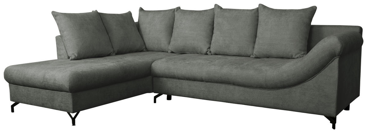 ECKSOFA Anthrazit Struktur  - Anthrazit/Schwarz, KONVENTIONELL, Textil/Metall (194/274cm) - Carryhome