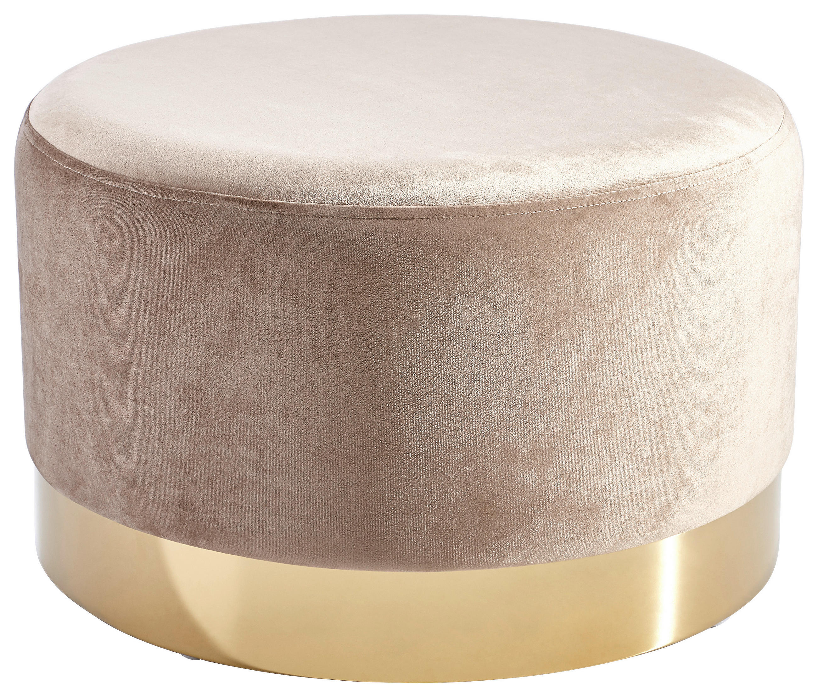 HOCKER Samt Goldfarben, Hellbraun  - Hellbraun/Goldfarben, LIFESTYLE, Textil/Metall (55/55/35cm) - Ambia Home