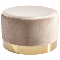 HOCKER Samt Goldfarben, Hellbraun  - Hellbraun/Goldfarben, LIFESTYLE, Textil/Metall (55/55/35cm) - Ambia Home